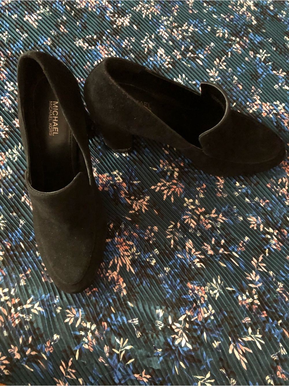 MICHAEL Michael Kors Black Suede Block Heel Loafers
